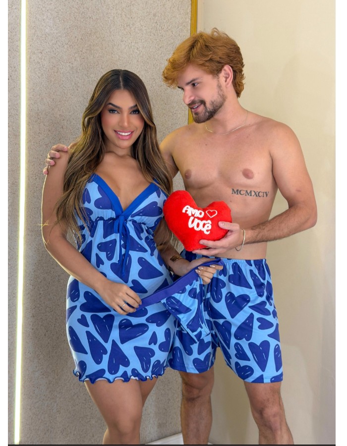 KIT casal coração azul 