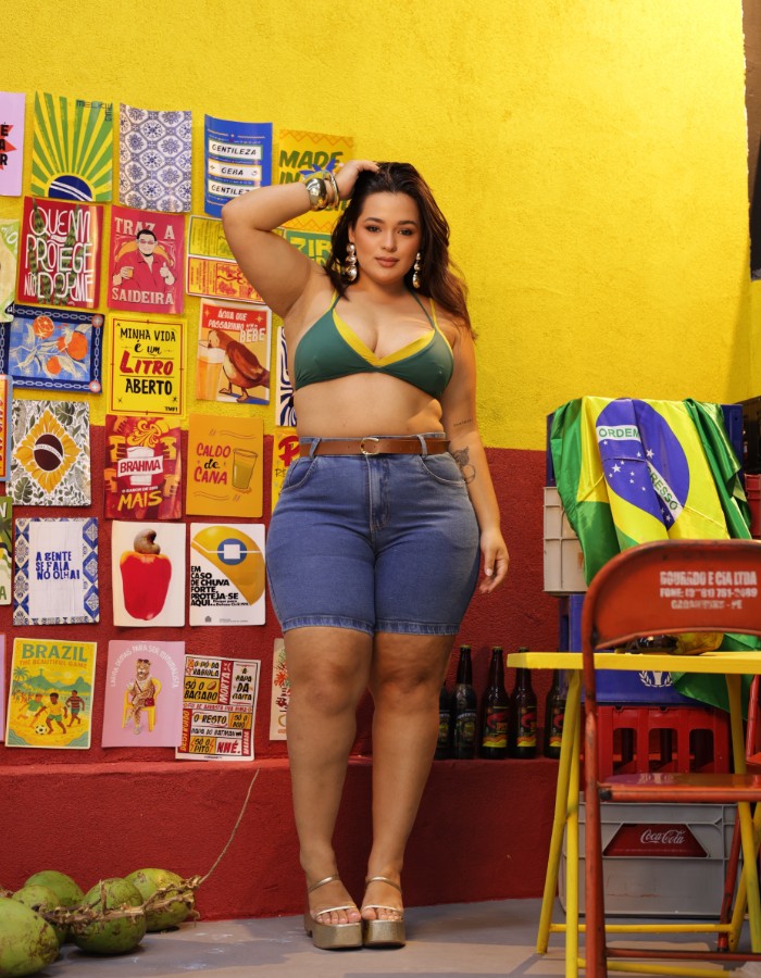 SHORT PLUS SIZE ELASTANO COM CINTO 