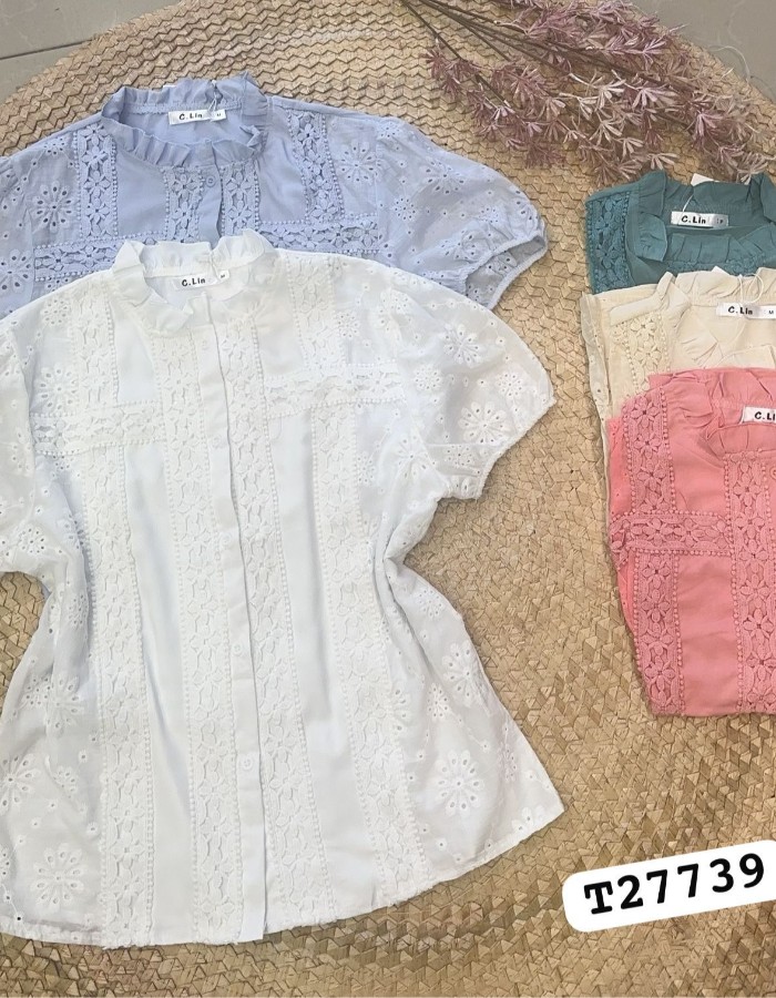 BLUSA TECIDO LESE COM DETALHE GUIPI