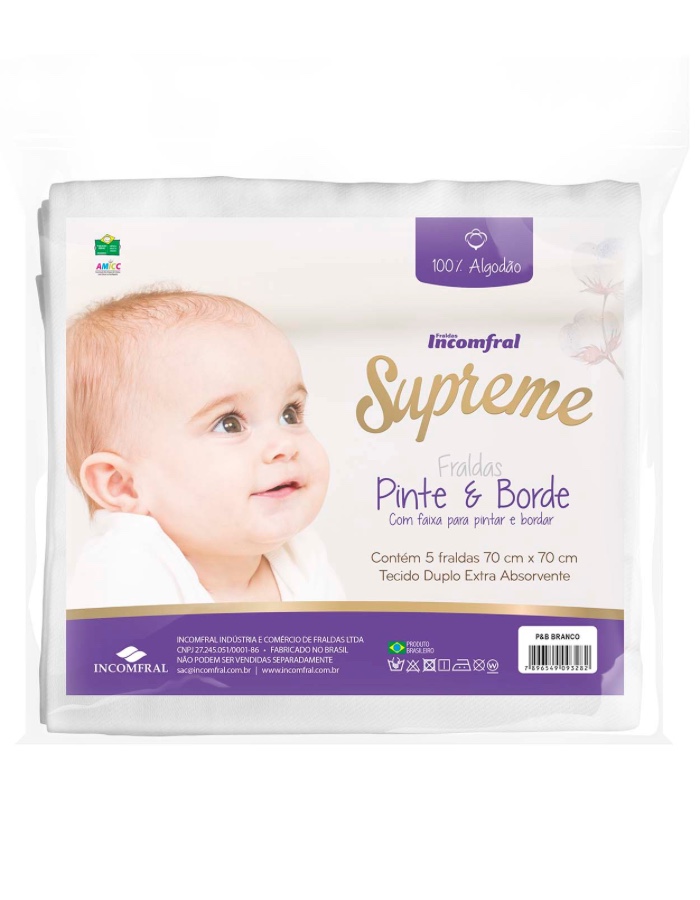 FRALDA PINTE E BORDE SUPREME COM 5 UNIDADES