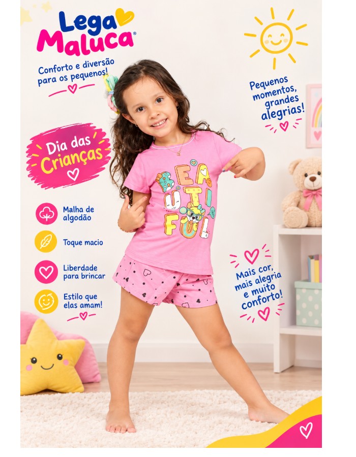 Babydoll Manga Curta Infantil 
