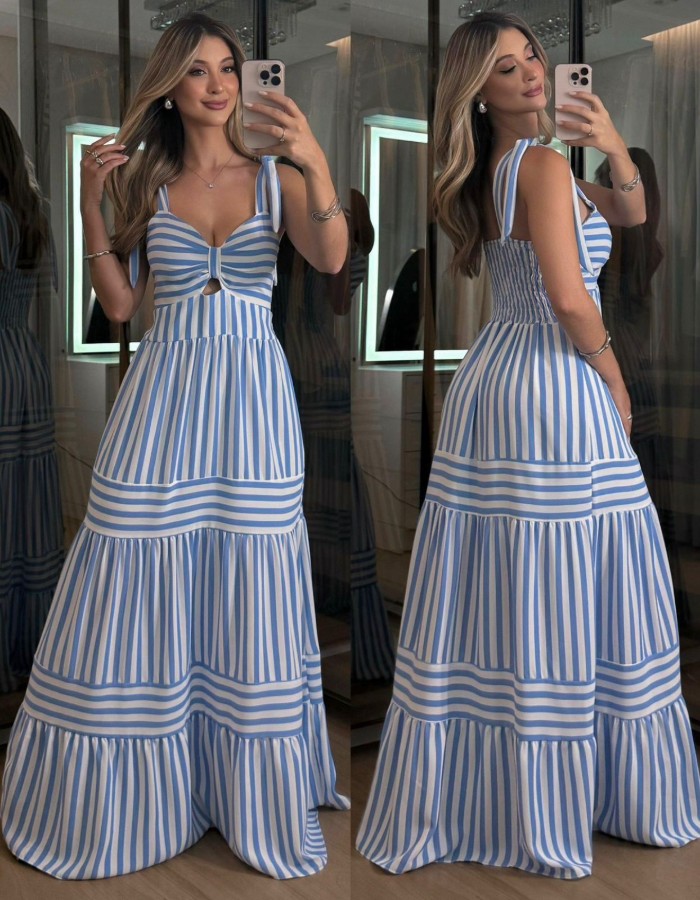 VESTIDO DE LISTRA CREPE