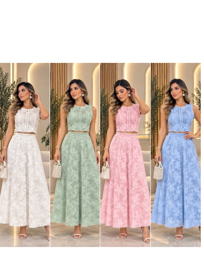 A conjunto Longo de saia cambraia