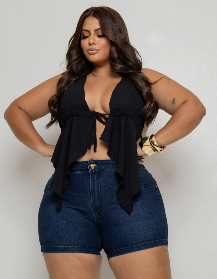 SHORT PLUS CURTO SUJ PIST AZUL