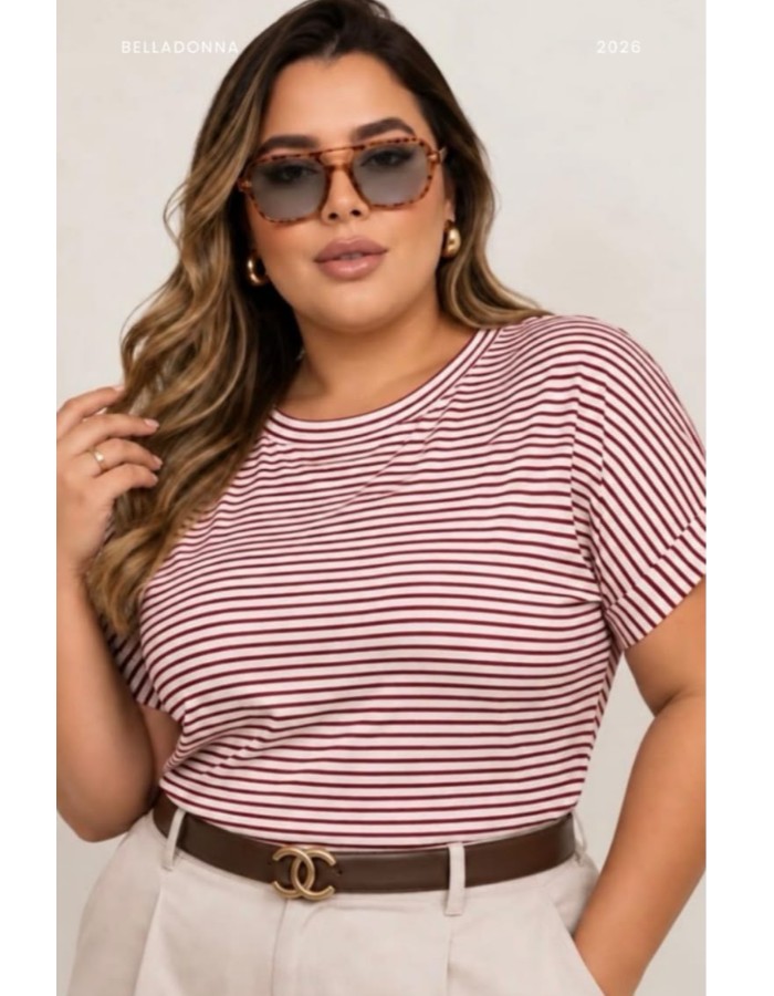 Blusa malha listras plus 