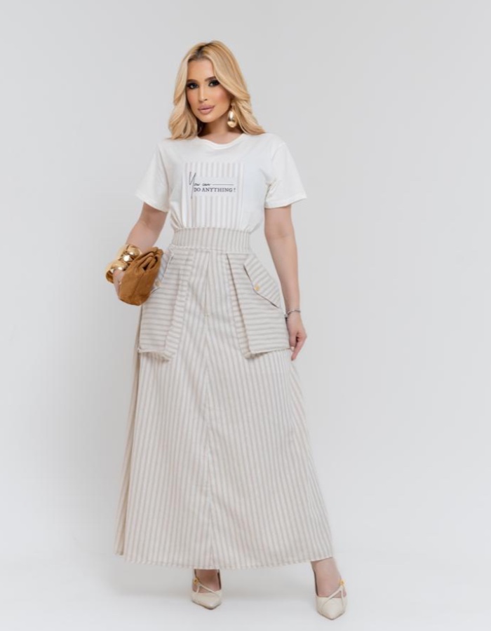 CONJUNTO TEE E SAIA LONGA 