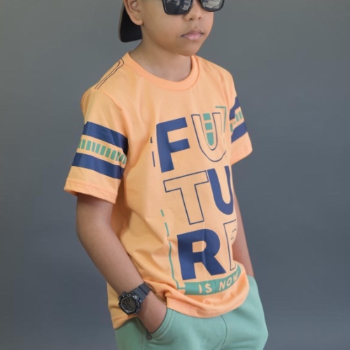 Camisa laranja estampada