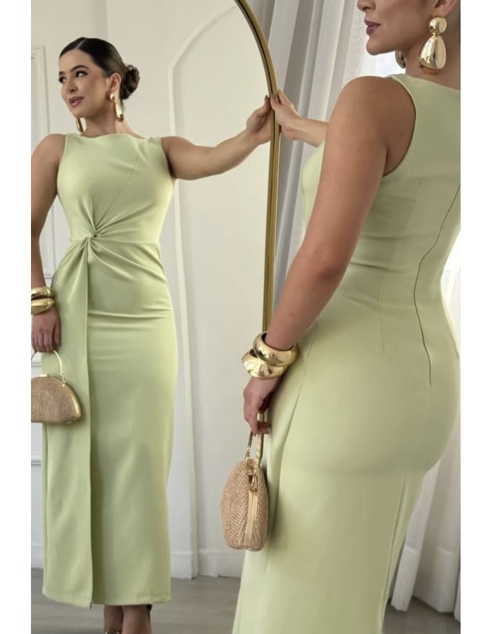 VESTIDO TECIDO ALFAIATARIA COM FENDA ATRAZ
