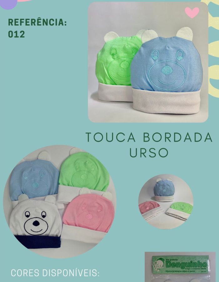 TOUCA BORDADA URSO DENGUINHO