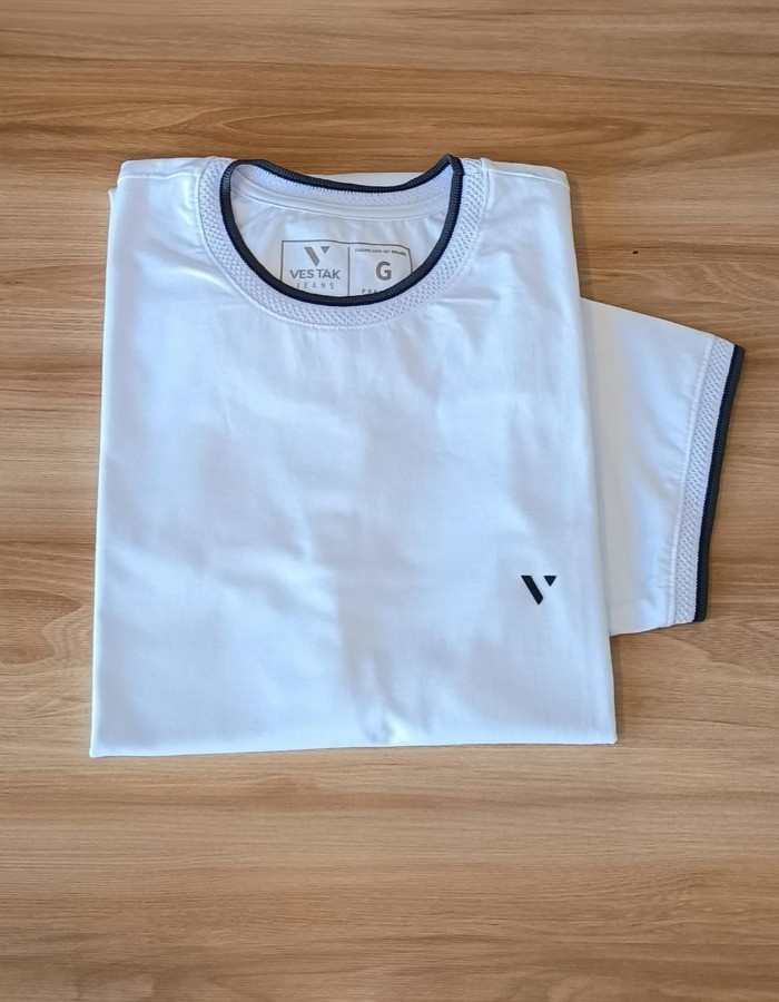 CAMISA GOLA CARECA DIFERENCIADA BRANCA