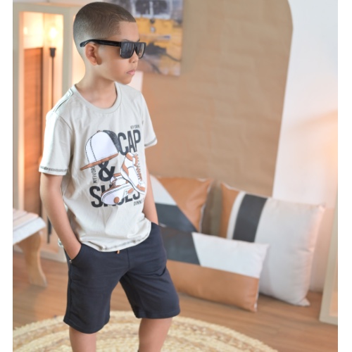 Camisa estampada CAP SHOES cinza