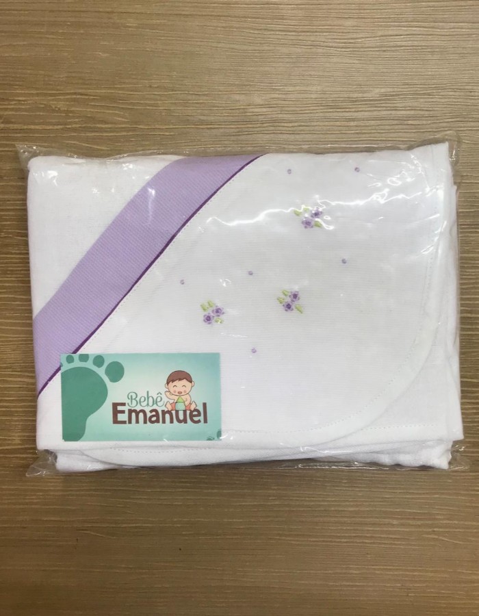 TOALHA FRALDA COM CAPUZ BORDADO BEBÊ EMANUEL