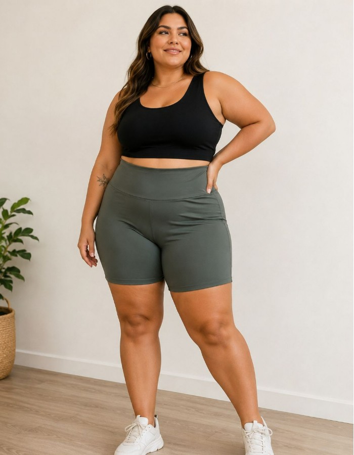 SHORT LONGO PLUS EM POLIAMIDA
