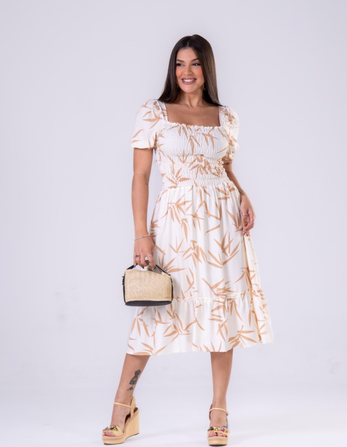 VESTIDO CURTO DE MANGA LASTEX NO PEITO