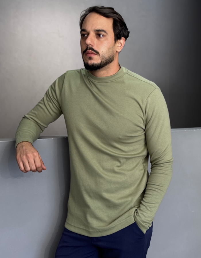 SUEDINE GOLA MEDIA MANGA LONGA VERDE