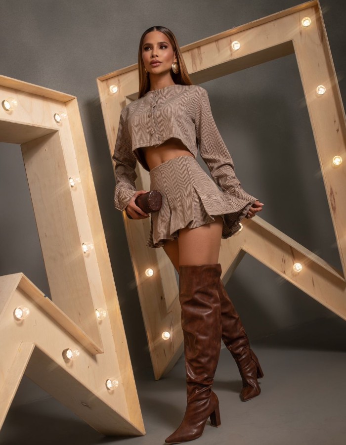 CONJUNTO SHORT SAIA XADREZ