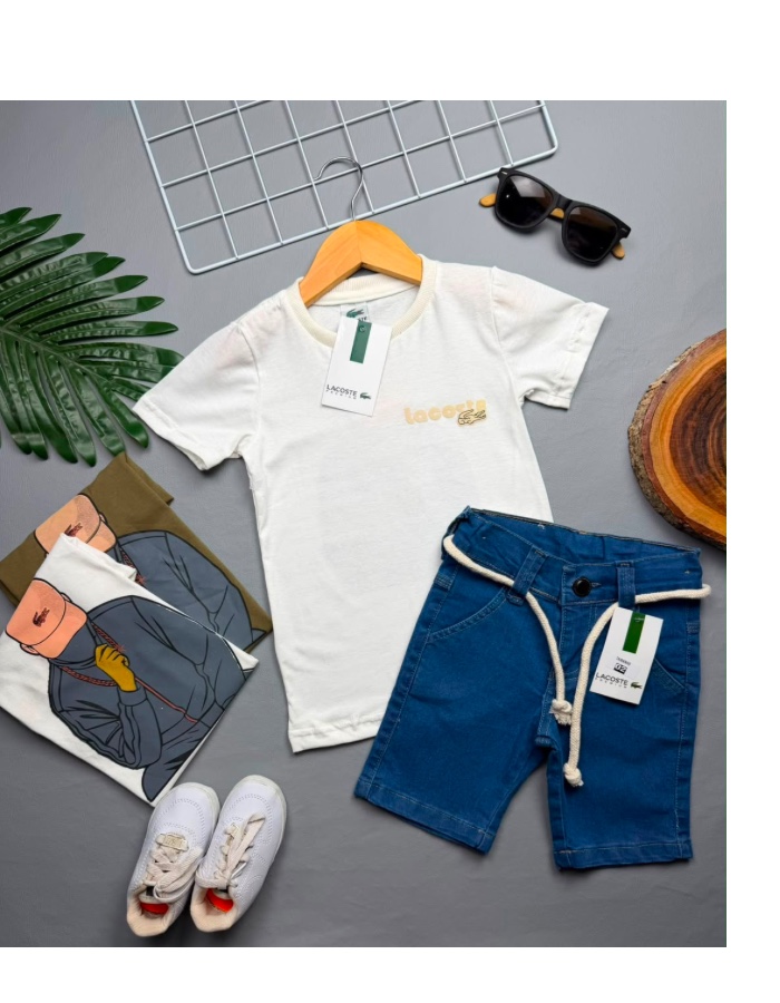 Camisa e jeans gola Lacoste 
