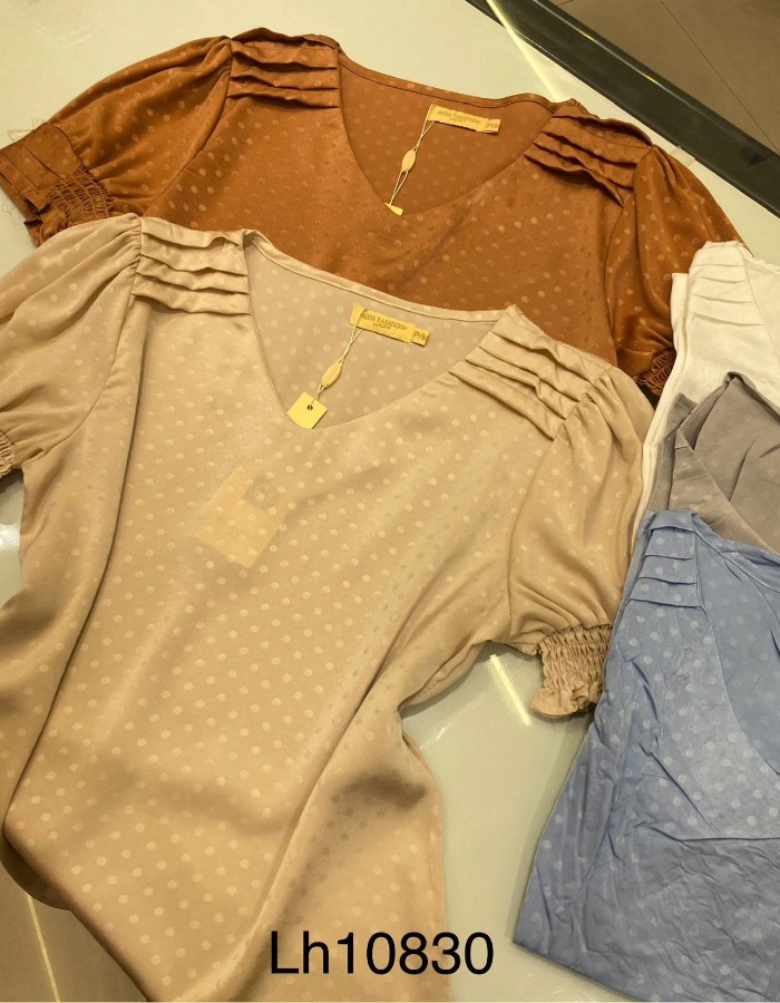 BLUSA CREPE SEDA TECIDO TRABALHADO BOLAS 