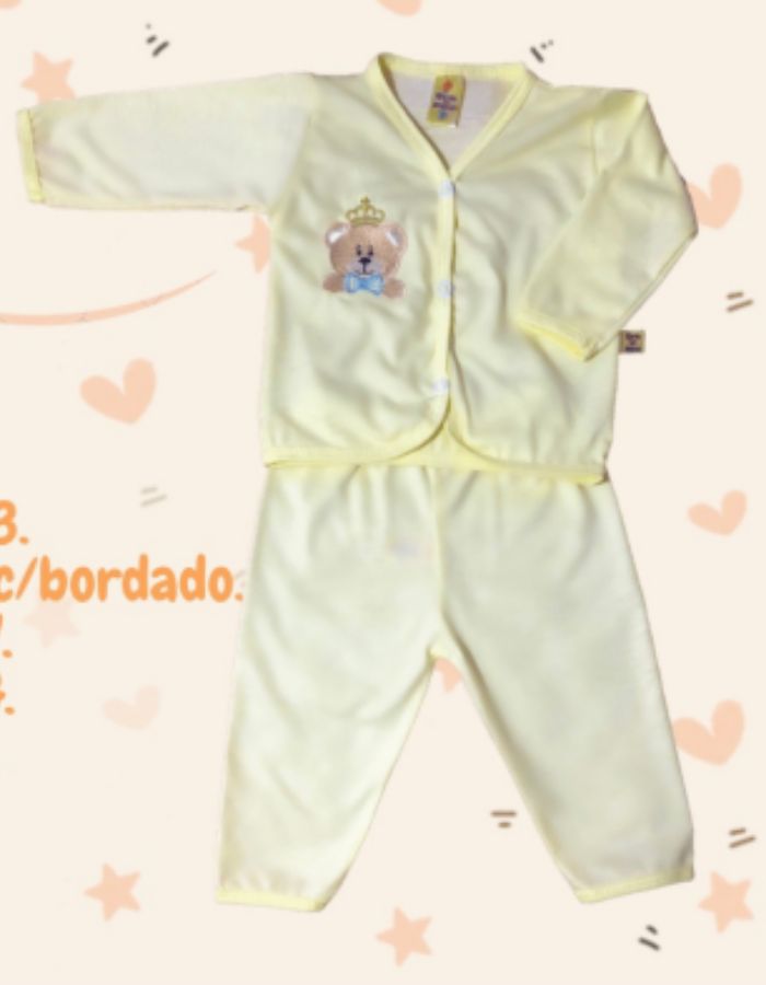 PIJAMA MM PV LISO C/BORDADO LONGO 9133 FRUTO DA MALHA
