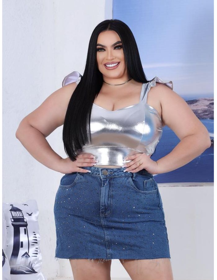 Cropped babadinho - metalizado
