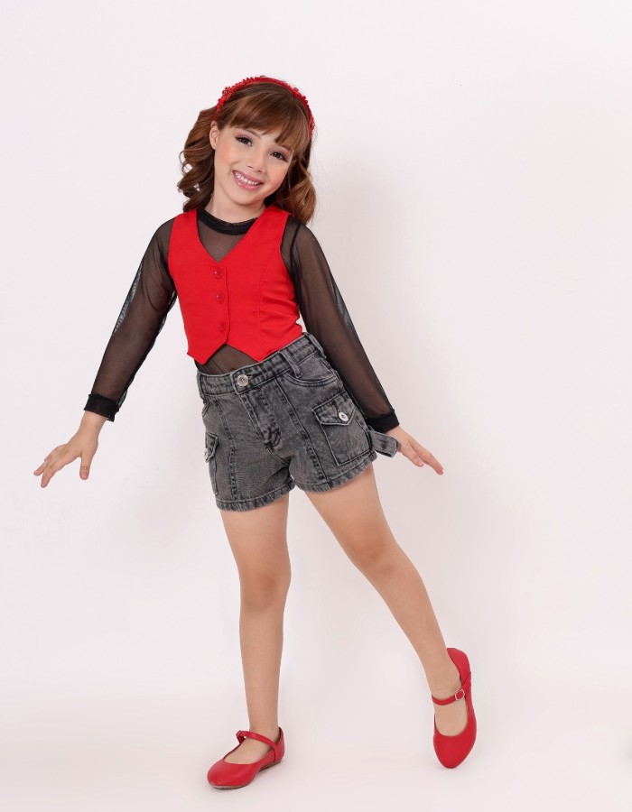 SHORT BLACK INFANTIL DESGRADEADO