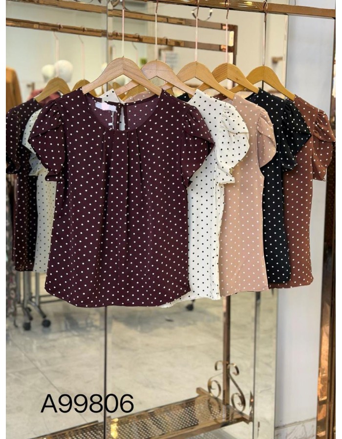 BLUSA DE MANGA CURTA DE POÁ CREPE SEDA 