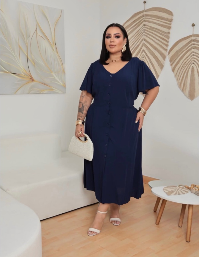 VESTIDO LISO BOTÃO 