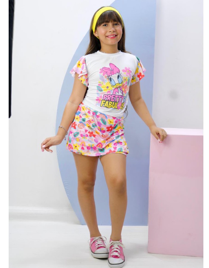  Conjunto margarida Com short saia 