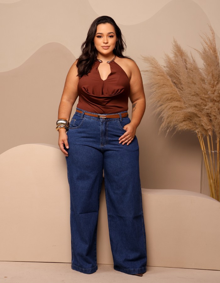 WIDE LEG PLUS SIZE PREMIUM COM CINTO