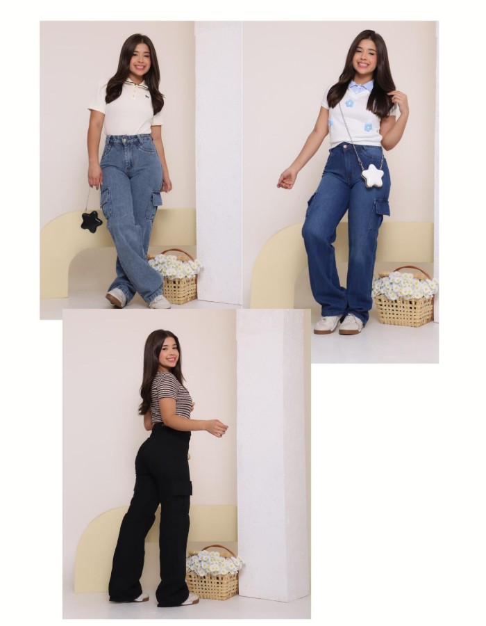 CALÇA FEMININA - CARGO  8 AO 16 ANOS