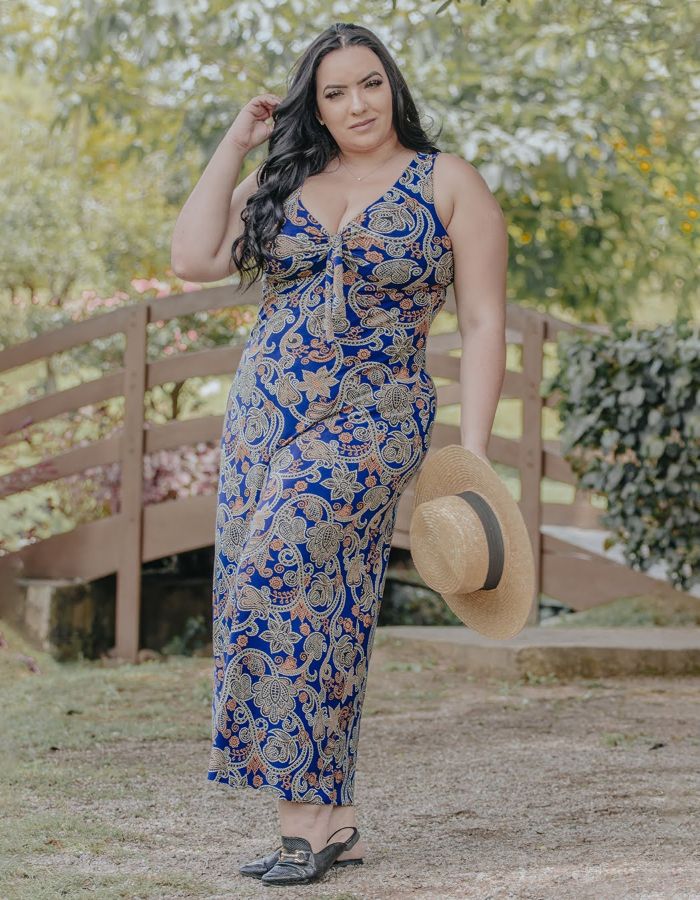 VESTIDO LONGO COM LAÇO - TAM G