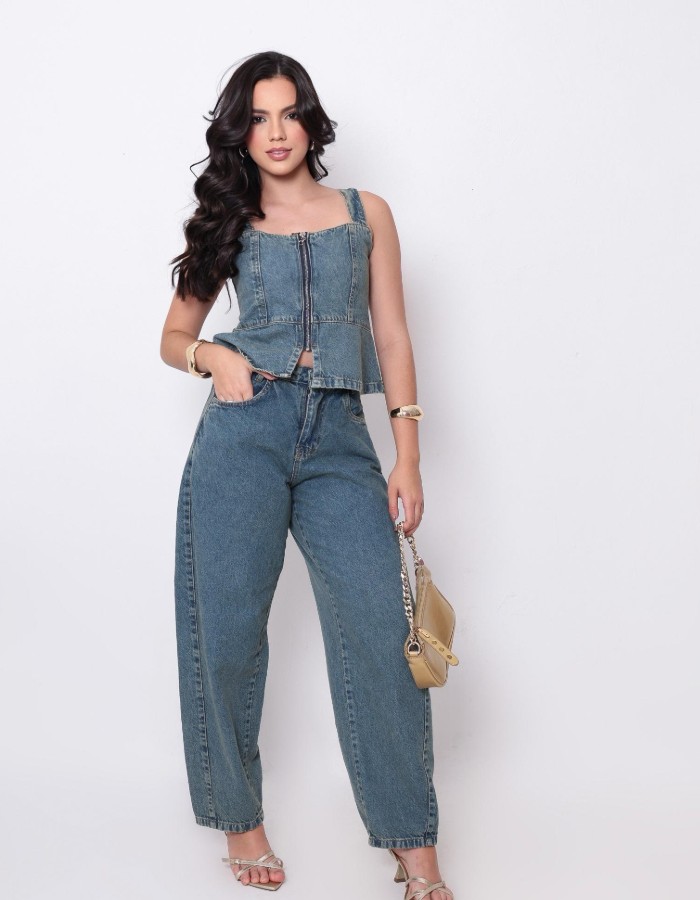 CONJUNTO JEANS DESGRADEADO (LAVADO SUJINHO)