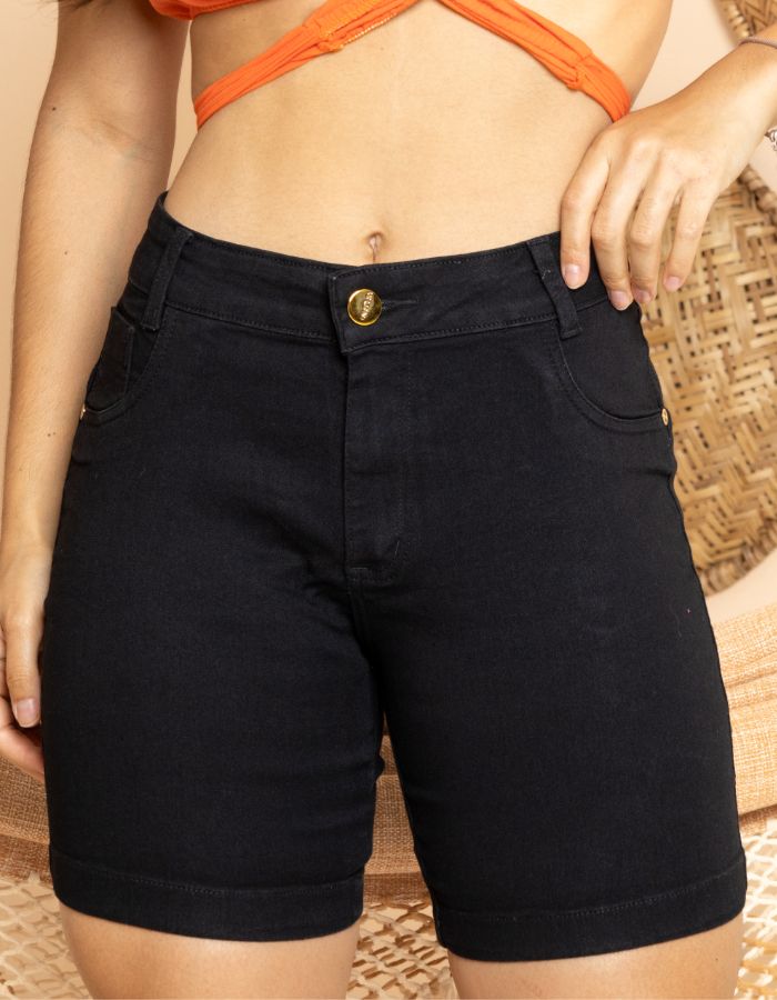 Meia coxa preto com lycra