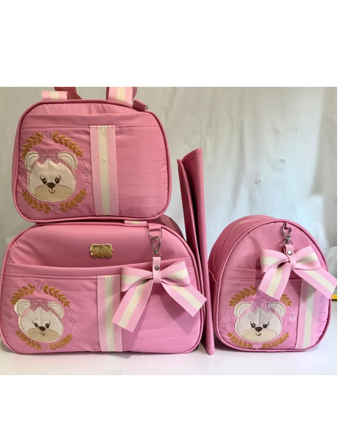 CONJUNTO BOLSA 4 PEÇAS FAIXA BORDADA