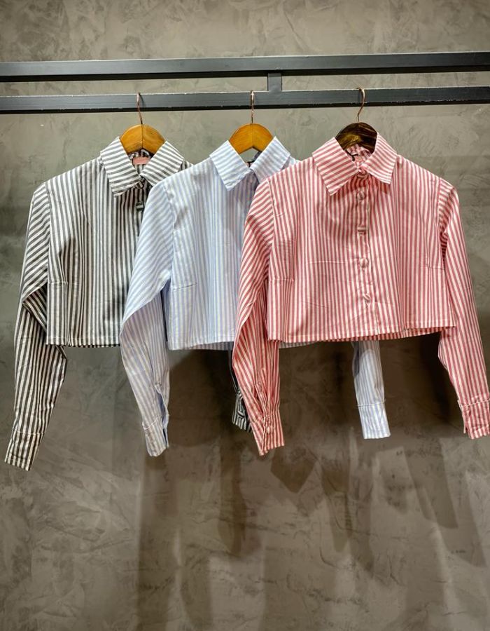CROPPED CAMISA TRICOLINE LISTRADO