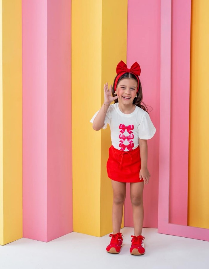 Conjunto Short Saia Bolso na frente laço