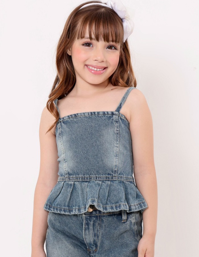 CROPPED JEANS INFANTIL (LAVADO SUJINHO) DESGRADEADO