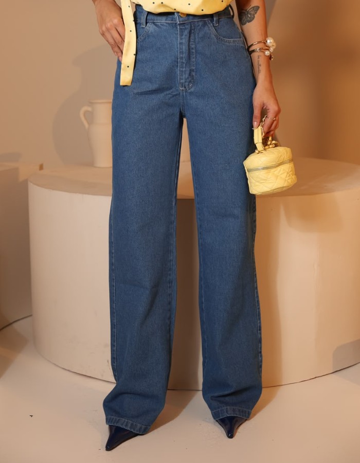 CALÇA WIDE LEG 100% - ESCURO