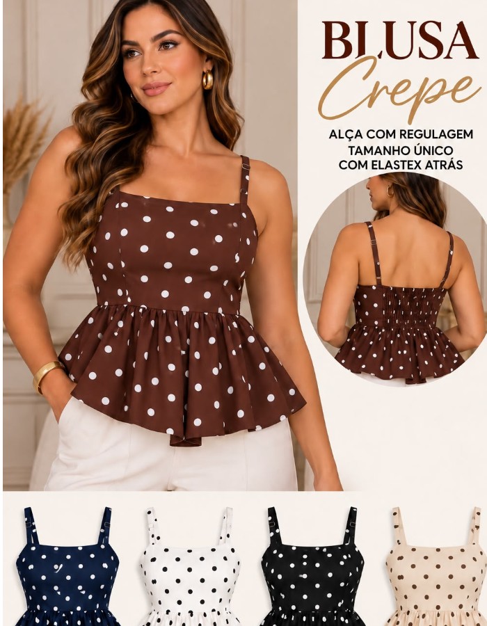 BLUSA POÁ CREPE ALÇA COM REGULAGEM