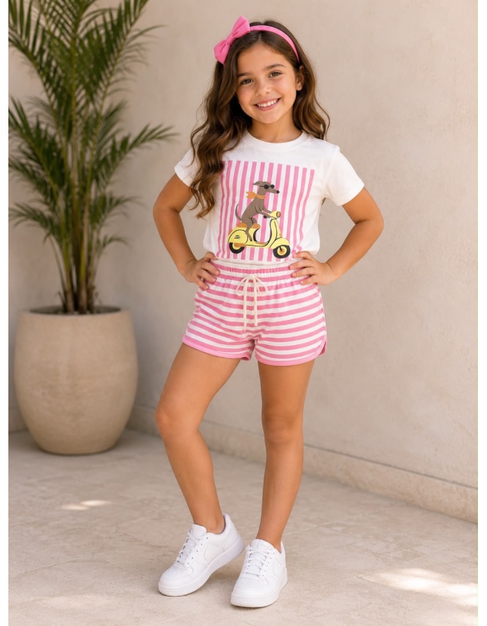 Conjunto short box listra fofo 