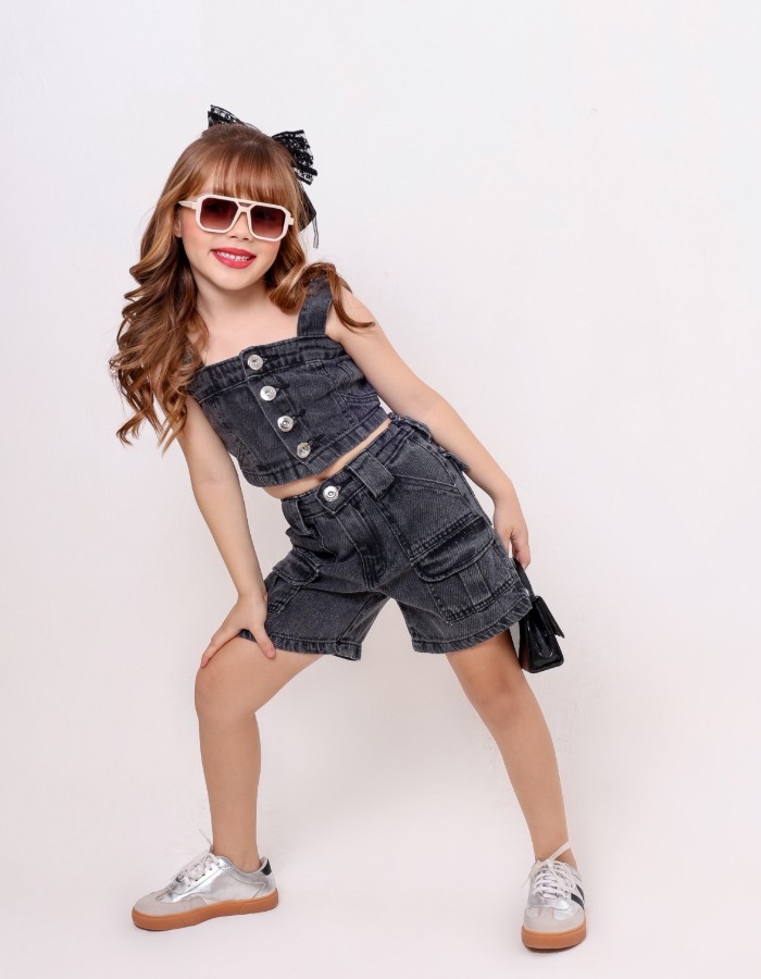 BERMUDA BLACK INFANTIL DESGRADEADA