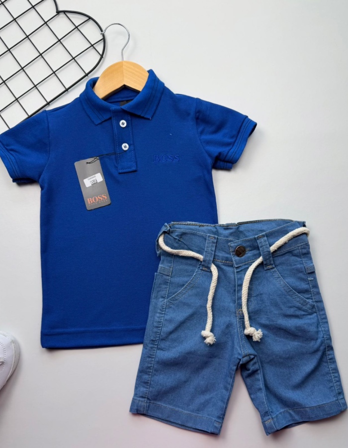 Conjunto polo e short tradicional com regulagem na cintura Boss