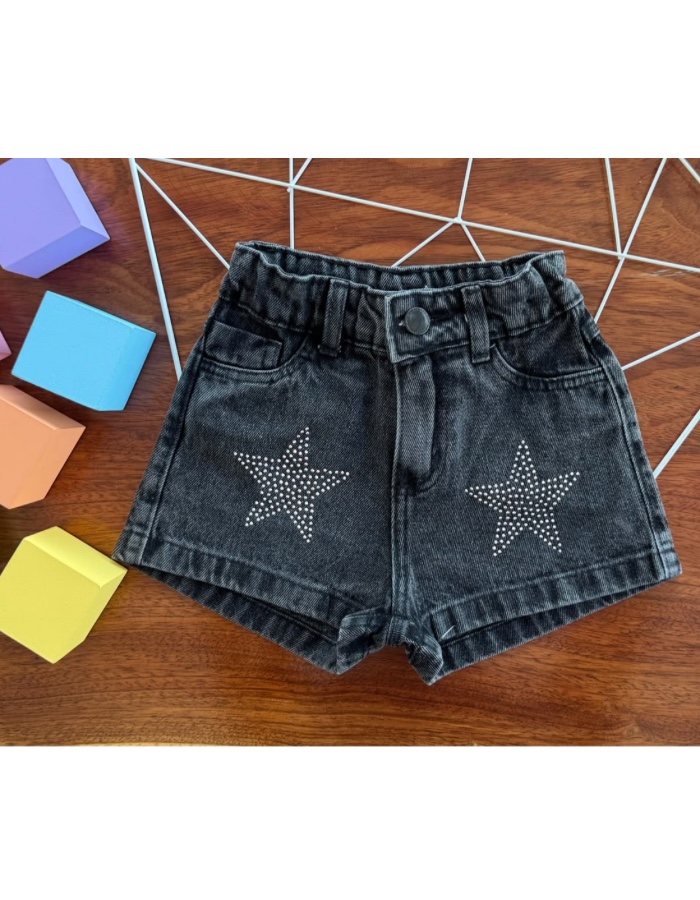 SHORT PRETO ESTRELA 