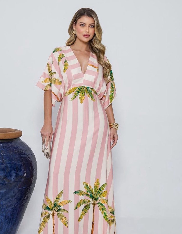 VESTIDO LONGO MANGA