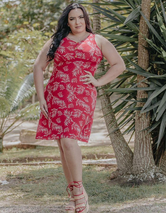 VESTIDO CURTO 3 BOTÕES SEM MANGA - TAM G