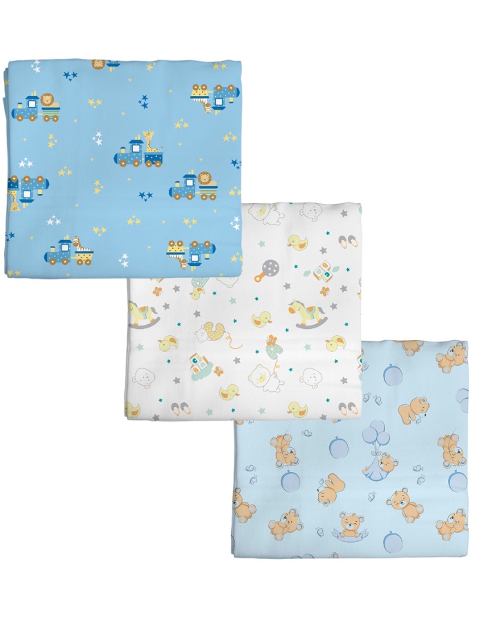 CUEIRO BERCINHO ESTAMPADO 50X80CM 03 UNIDADES