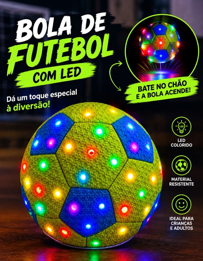 BOLA DE FUTEBOL COM LED
