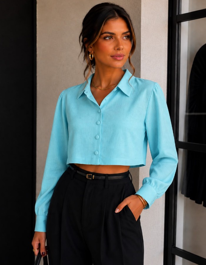 CROPPED CAMISA MANGA LONGA