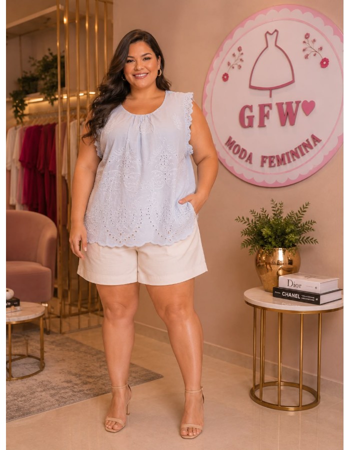 Blusa plus no cambraia
