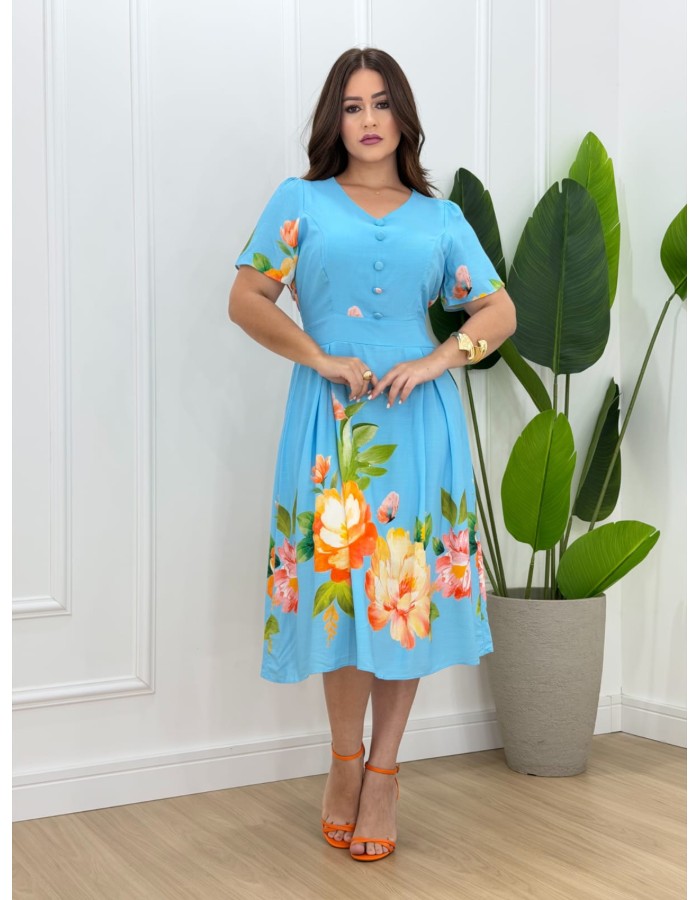 VESTIDO MIDI BOTÃO 